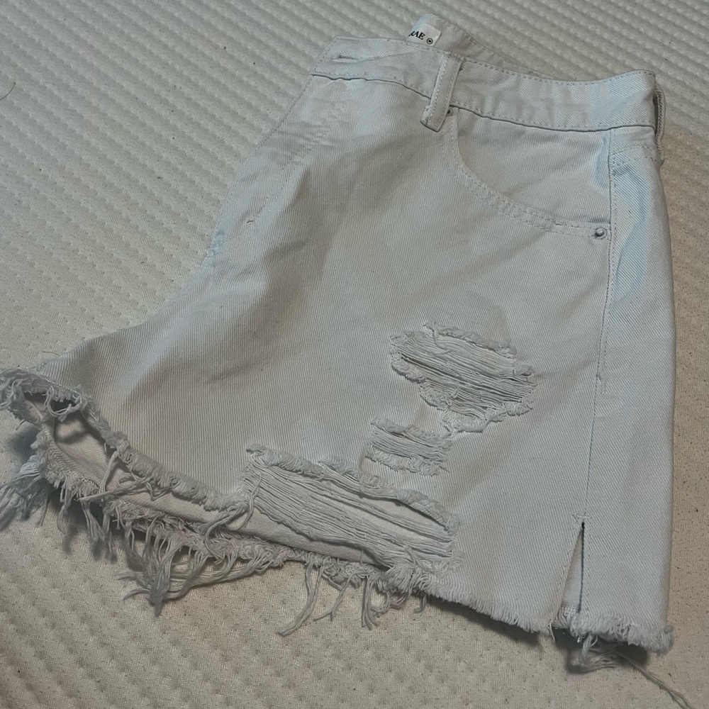 White Distressed Shorts